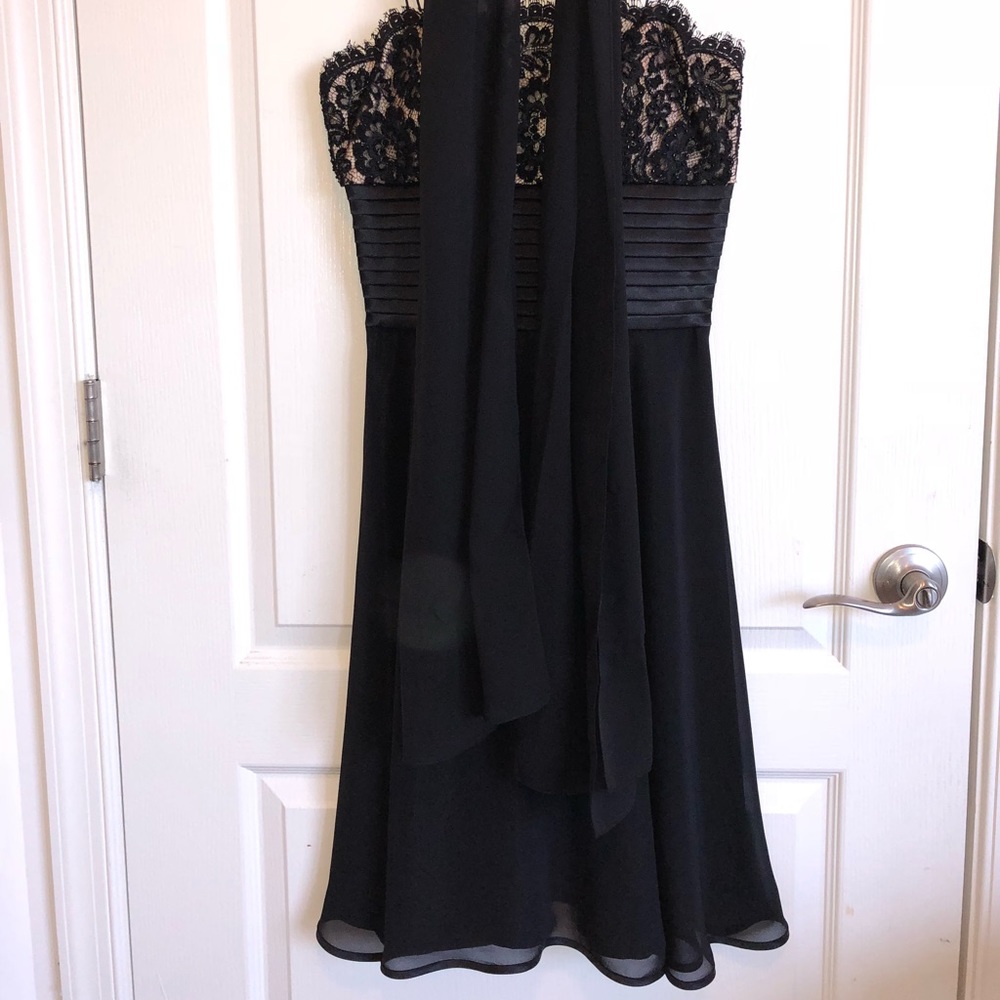 David’s Bridal beaded & laced black cocktail dress
